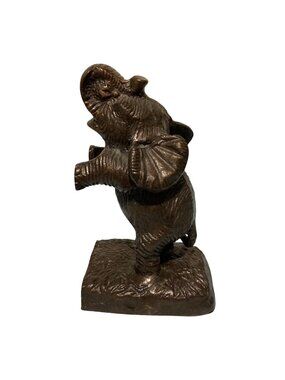 Vintage Cast Iron Bronze Elephant Sculpture Figurine